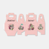 Alice in Wonderland Personages op Roze en Goud Bedankdoosjes (Uitgevouwen)