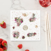 Alice in Wonderland-personages op White & Glitter Servet (Insitu)