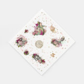 Alice in Wonderland-personages op White & Glitter Servet (Hoek)