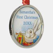 Alice in Wonderland Persoonlijk Eerste Kerstmis Metalen Ornament (Rechts)