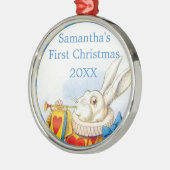 Alice in Wonderland Persoonlijk Eerste Kerstmis Metalen Ornament (Links)
