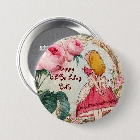 Alice in Wonderland Persoonlijke verjaardag Ronde Button 7,6 Cm (Voorkant /achterkant)