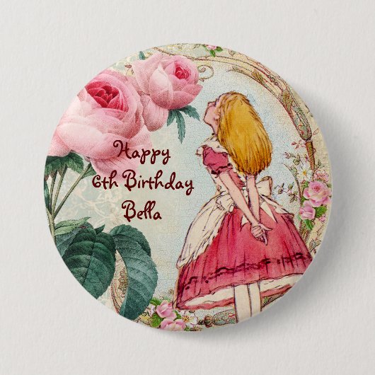 Alice in Wonderland Persoonlijke verjaardag Ronde Button 7,6 Cm (Voorkant)