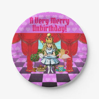 Alice in Wonderland Pink Merry UnBirthday Borden Papieren Bordje