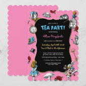 Alice in Wonderland Pink Tea Party Kaart (Voorkant / Achterkant)