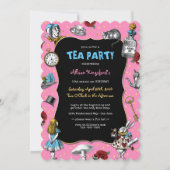 Alice in Wonderland Pink Tea Party Kaart (Voorkant)