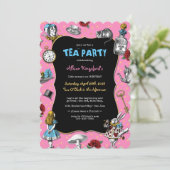 Alice in Wonderland Pink Tea Party Kaart (Staand voorkant)