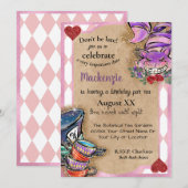 Alice in Wonderland Pink Tea Party Kaart (Voorkant / Achterkant)