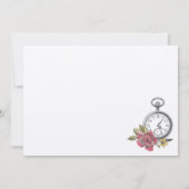 Alice in Wonderland Pocket Watch & Florals Save The Date (Achterkant)