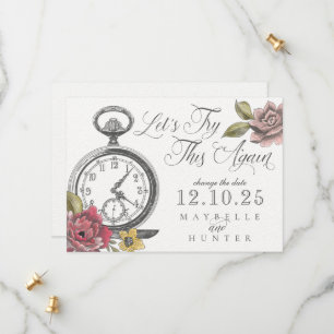 Alice in Wonderland Pocket Watch & Florals Save The Date