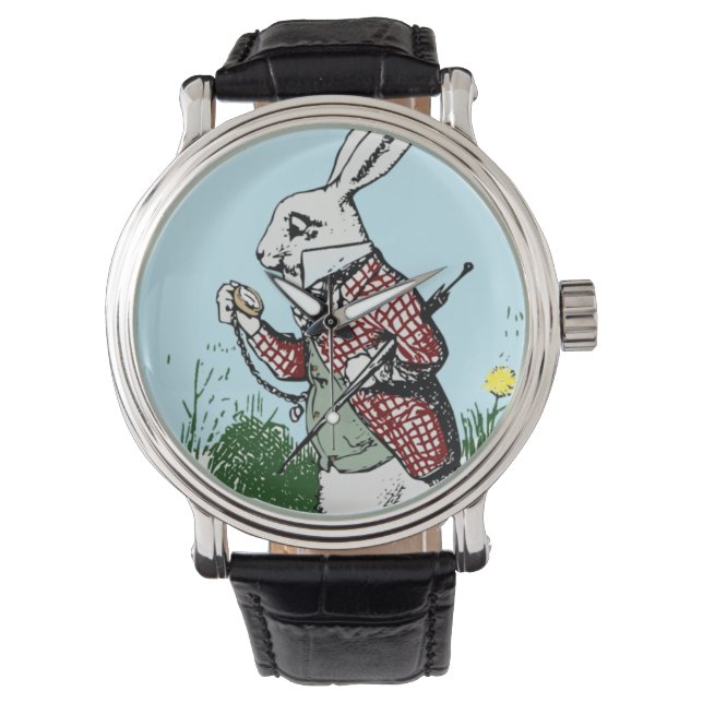 Alice in Wonderland Pocketwatch horloge Wit Konijn (Voorkant)