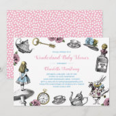 Alice in Wonderland Polka Dot Baby shower Kaart (Voorkant / Achterkant)