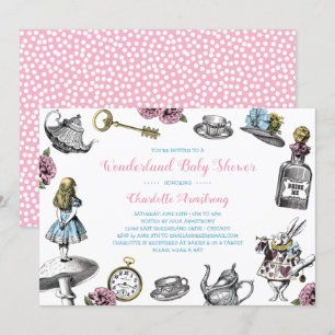 Alice in Wonderland Polka Dot Baby shower Kaart