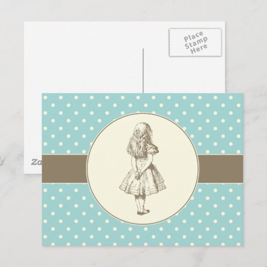 Alice in Wonderland Polka Dots Briefkaart (Voorkant / Achterkant)