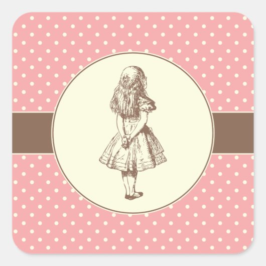 Alice in Wonderland Polka Dots Vierkante Sticker (Voorkant)