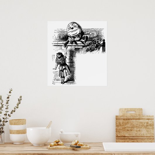  Alice in Wonderland, pompoen tegen de muur Poster (Keuken)