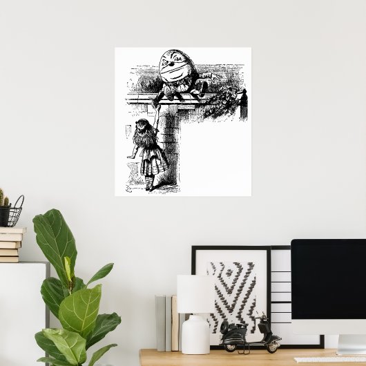 Alice in Wonderland, pompoen tegen de muur Poster (Thuiskantoor)