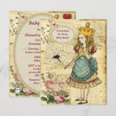 Alice in Wonderland Princess Baby shower Kaart (Voorkant / Achterkant)