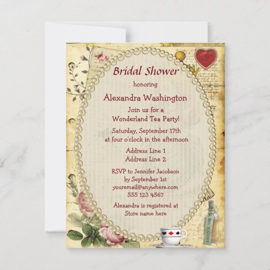 Alice in Wonderland Princess Vrijgezellenfeest Kaart (Achterkant)