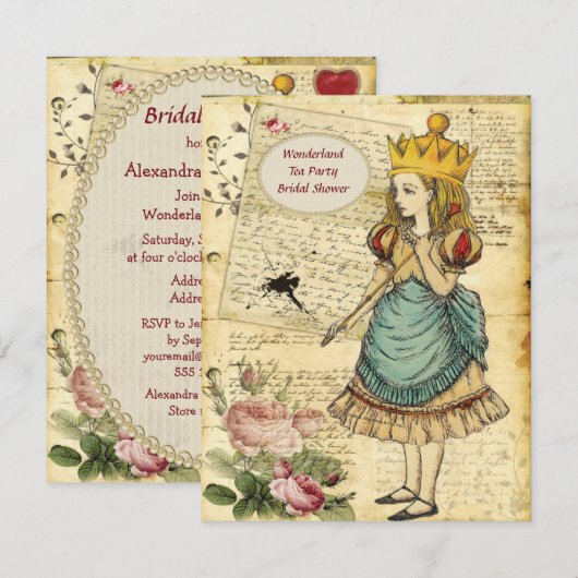 Alice in Wonderland Princess Vrijgezellenfeest Kaart (Voorkant / Achterkant)
