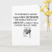 Alice in Wonderland Qoute denkt aan je bedrijf Kaart (Gele Bloem)