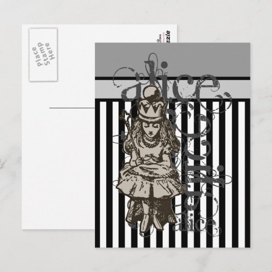 Alice in Wonderland Queen Alice Grunge Briefkaart (Voorkant / Achterkant)
