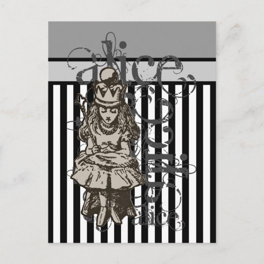 Alice in Wonderland Queen Alice Grunge Briefkaart (Voorkant)