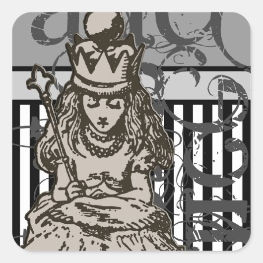 Alice in Wonderland Queen Alice Grunge Vierkante Sticker (Voorkant)