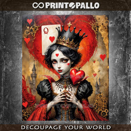 Alice in Wonderland - Queen of Hearts - Decoupage  Inpakpapier Vel