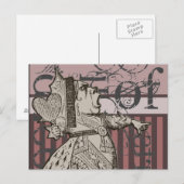 Alice in Wonderland Queen of Hearts Grunge (roze) Briefkaart (Voorkant / Achterkant)