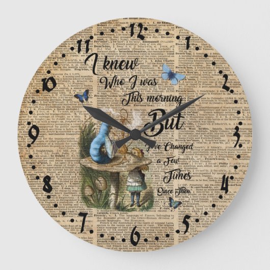 Alice in Wonderland Quote dictionary Art Grote Klok (Voorkant)