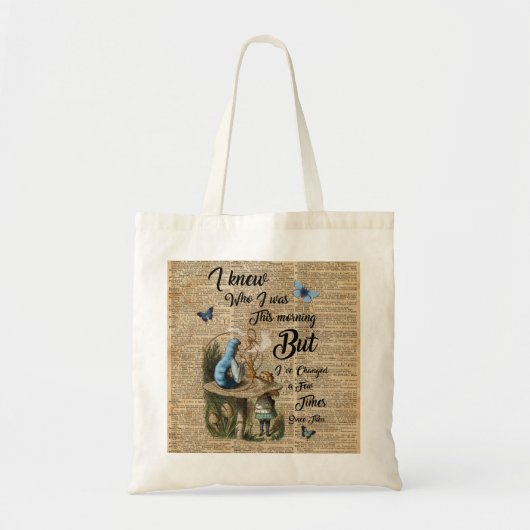 Alice in Wonderland Quote  dictionary Art Tote Bag (Voorkant)