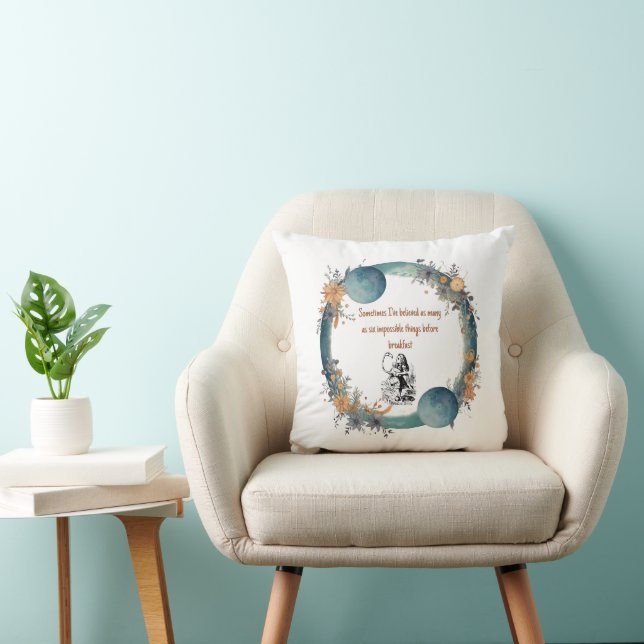 Alice in Wonderland Quote, Impossible Things Art Kussen (Stoel)