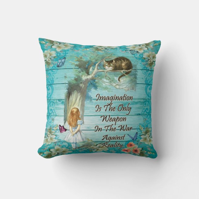 Alice in Wonderland Quote - Verbeelding Kussen (Voorkant)