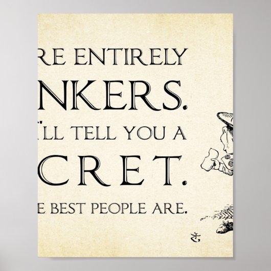 Alice in Wonderland Quote - Youre Complete Bonkers Poster (Voorkant)