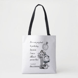 Alice in Wonderland Quotes Tote Bag
