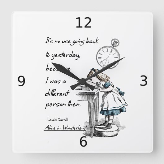Alice in Wonderland Quotes Watch Vierkante Klok (Voorkant)