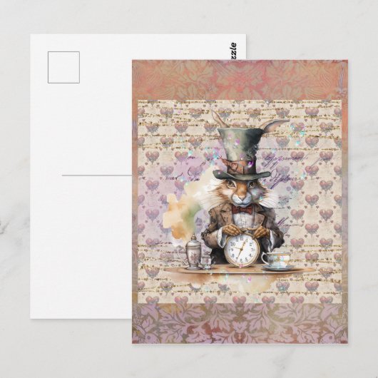 Alice in Wonderland Rabbit Briefkaart (Voorkant / Achterkant)