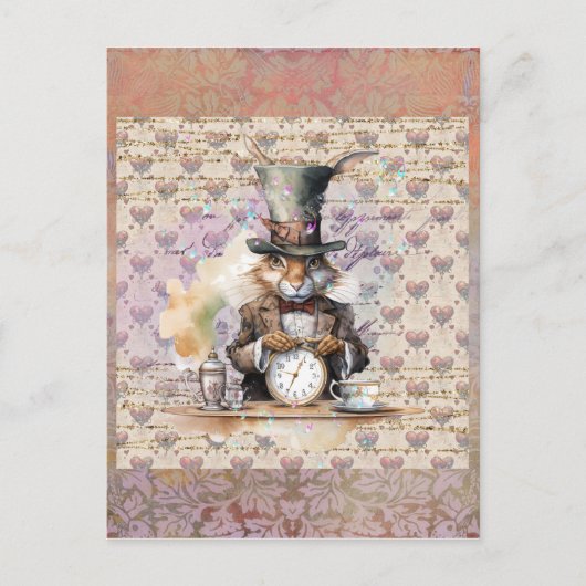 Alice in Wonderland Rabbit Briefkaart (Voorkant)