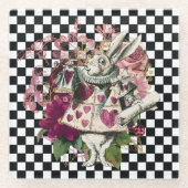 Alice in Wonderland Rabbit Glazen Onderzetter (Voorkant)