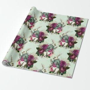 Alice in Wonderland Rabbit Green Cadeaupapier