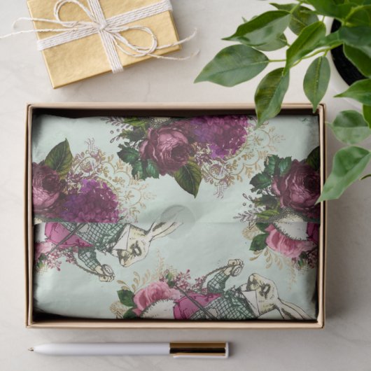 Alice in Wonderland Rabbit Green Decoupage Tissuepapier (Geschenk)