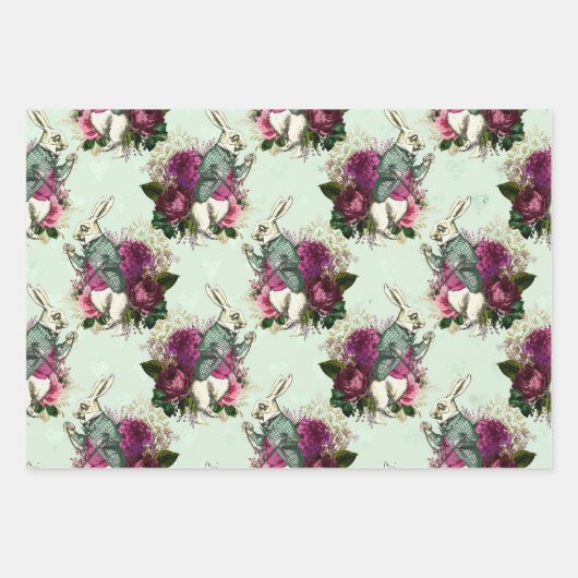 Alice in Wonderland Rabbit Green Inpakpapier Vel (Voorkant 2)
