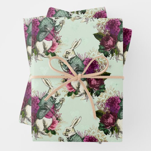 Alice in Wonderland Rabbit Green Inpakpapier Vel (In situ)