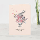 Alice in Wonderland Rabbit Happy Valentijnsdag Feestdagen Kaart (Voorkant)