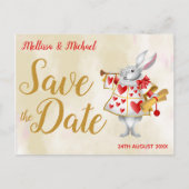 Alice in Wonderland Rabbit Herald Save the Date Briefkaart (Voorkant)