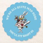 Alice in Wonderland Rabbit met Mad Quote Kartonnen Onderzetters (Voorkant)