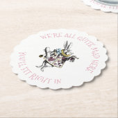 Alice in Wonderland Rabbit met Mad Quote Kartonnen Onderzetters (Gekanteld)