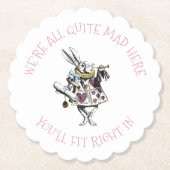 Alice in Wonderland Rabbit met Mad Quote Kartonnen Onderzetters (Voorkant)