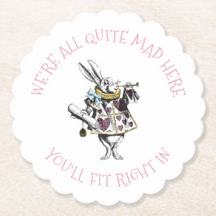 Alice in Wonderland Rabbit met Mad Quote Kartonnen Onderzetters